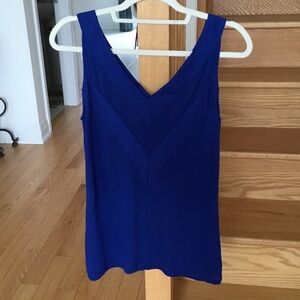Banana Republic Royal Blue V-Neck Sleeveless Blouse With Chevron Detail.